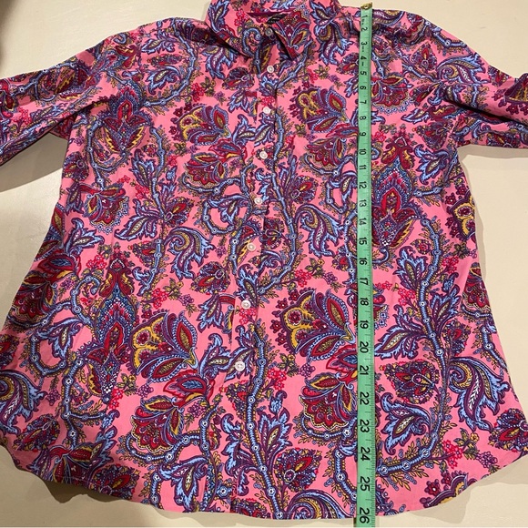 Talbots Shirt Women’s 14 Multi Colored Floral Print Button Down Long Sleeve - Picture 5 of 6